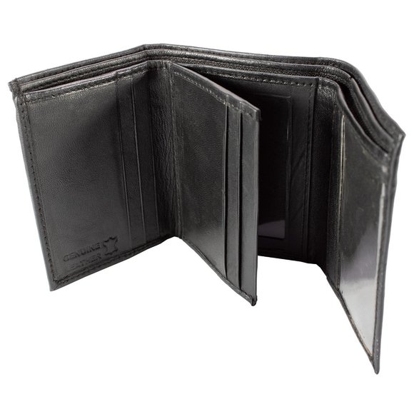 Men Trifold Black Leather Wallet - Picture 6 of 13